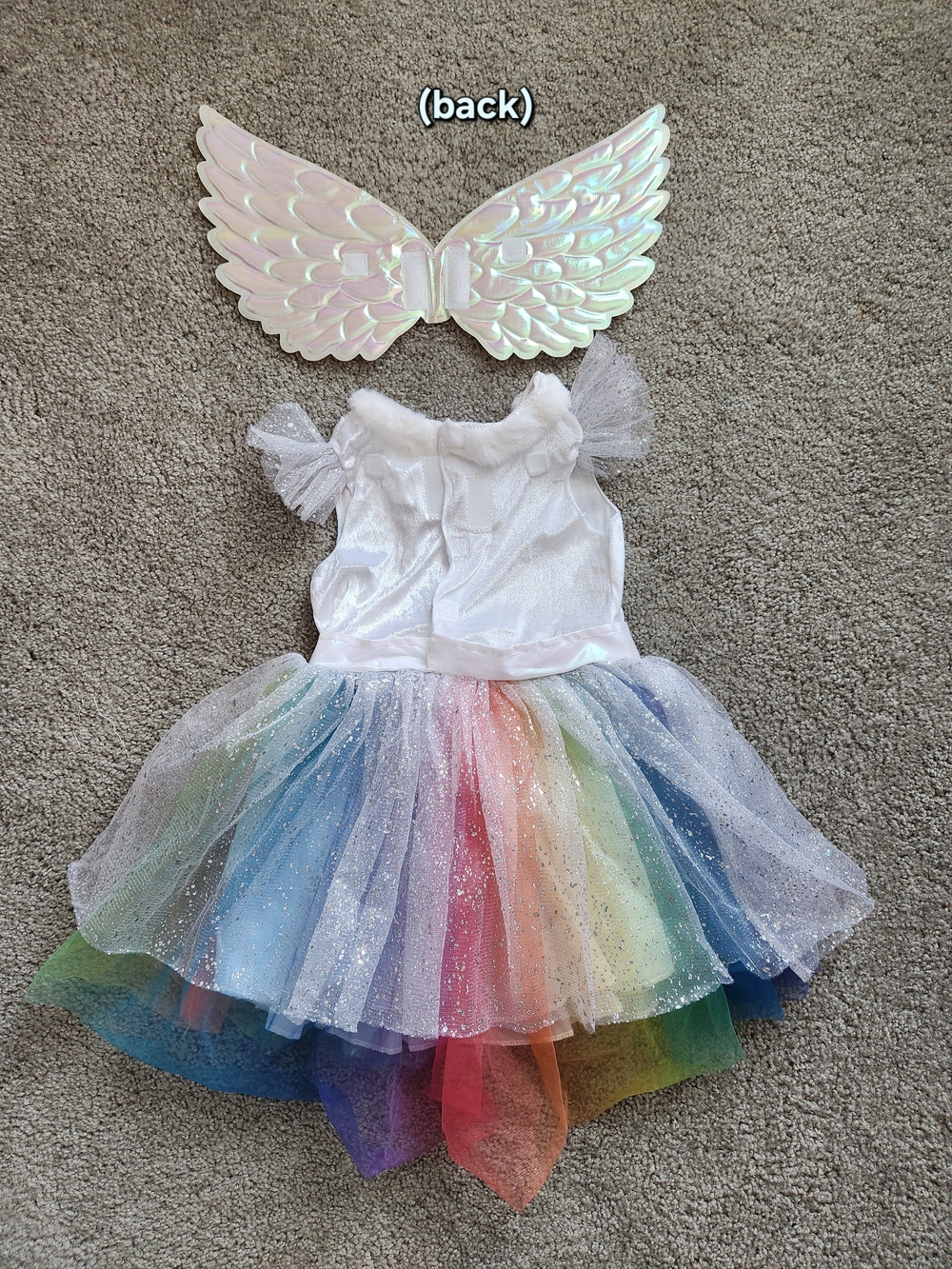 Girls 2/3T Halloween Costume Rainbow Unicorn White Dress with Multicolor Tulle - Picture 4 of 4